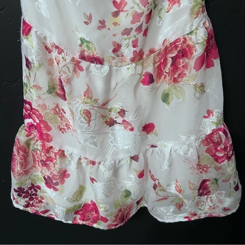 Place girl dress Color:white/floral print Size: 4/6 spring, flower girl, party
